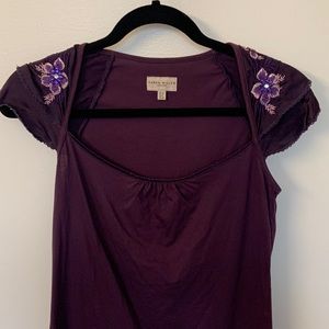 Karen Millen floral embroidered and gem flutter cap sleeve top